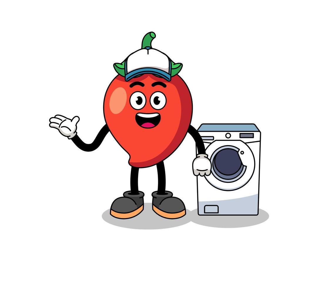 chili pepper illustration as a laundry man vector