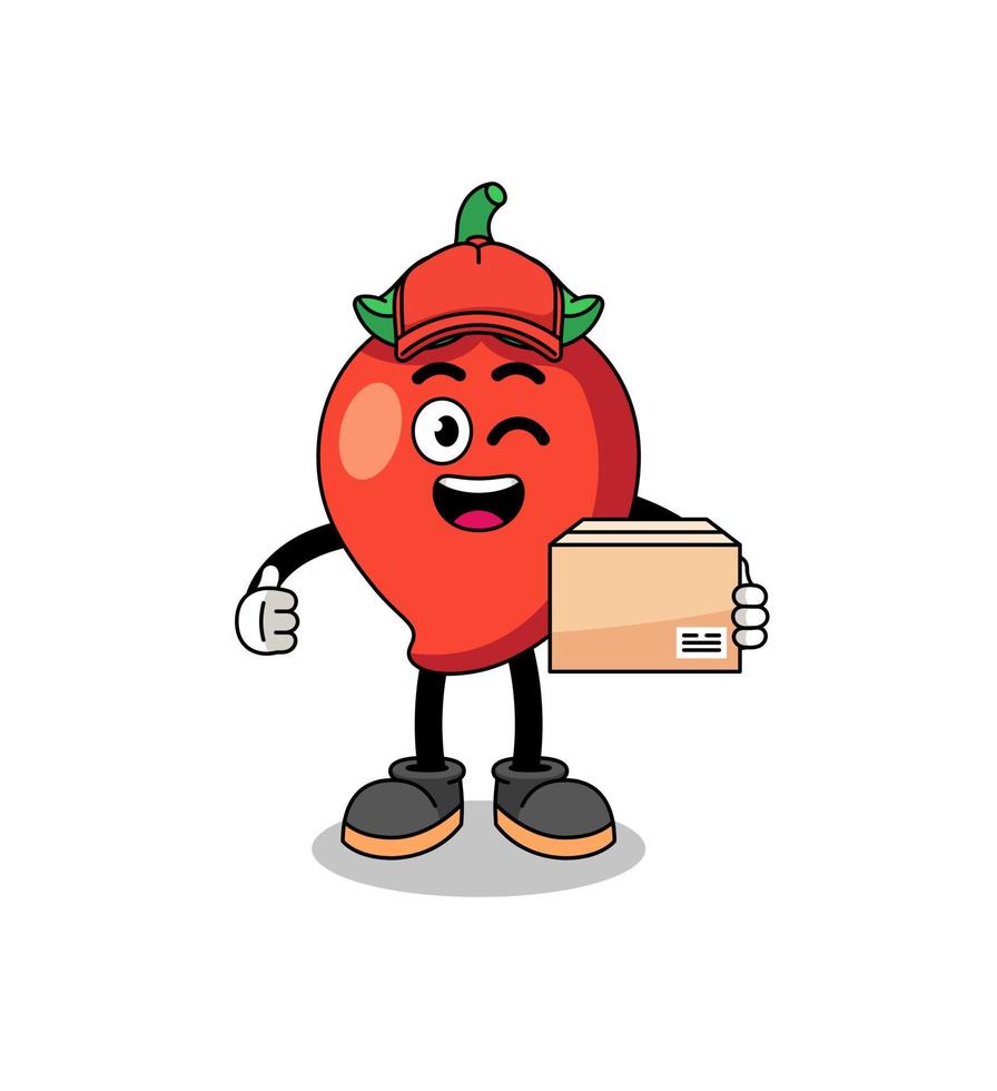 chili pepper mascot cartoon as an courier vector