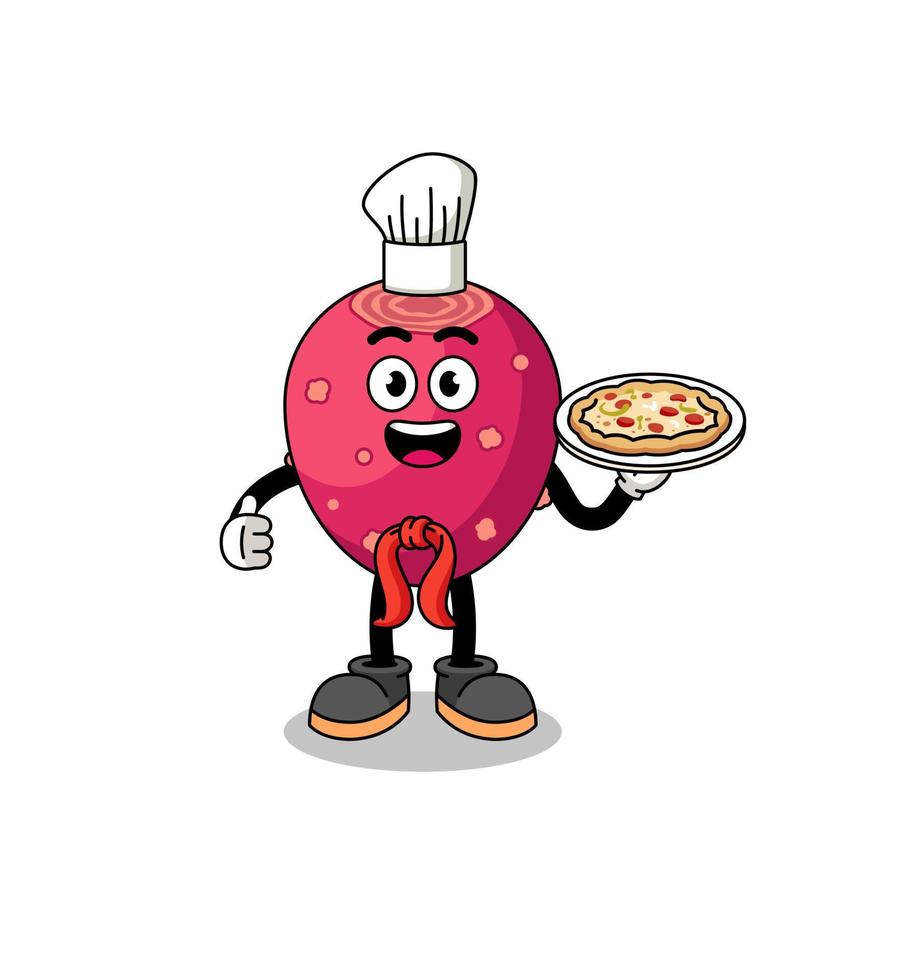 Illustration of prickly pear as an italian chef vector