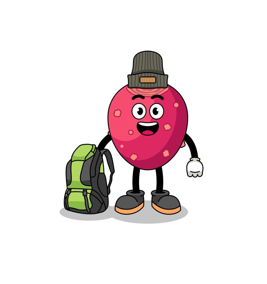 Illustration of prickly pear mascot as a hiker vector