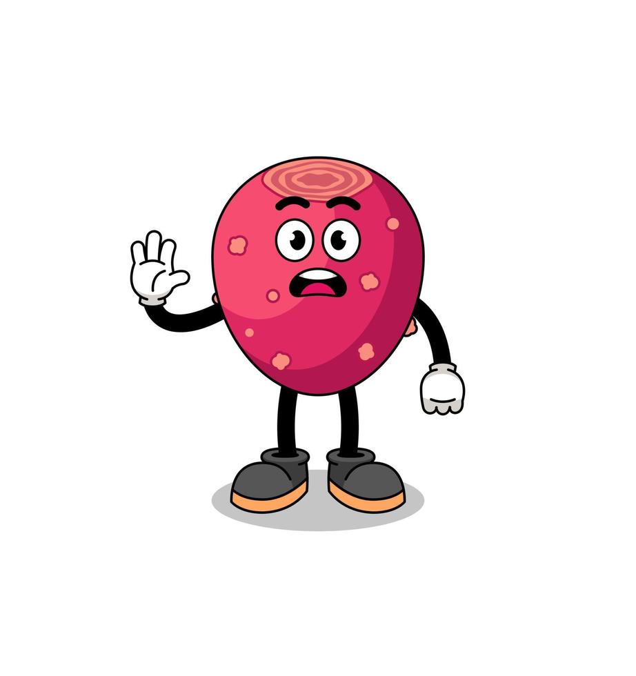 prickly pear cartoon illustration doing stop hand vector