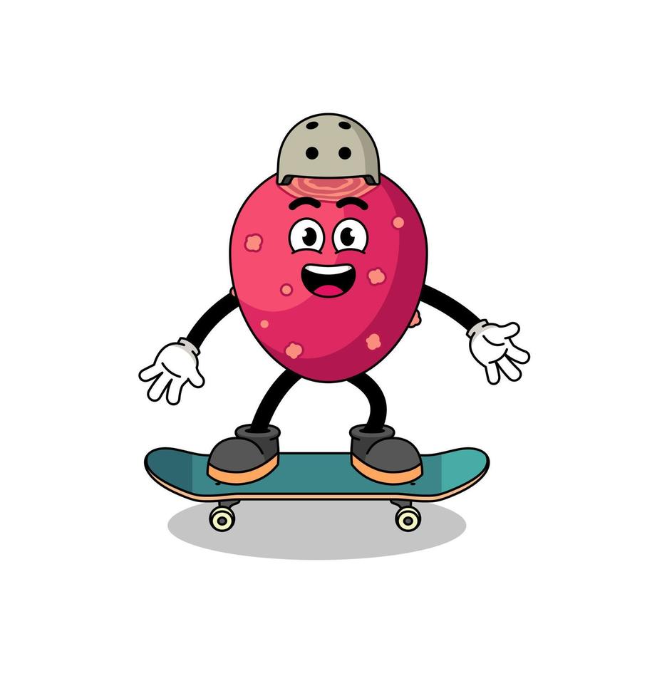 prickly pear mascot playing a skateboard vector