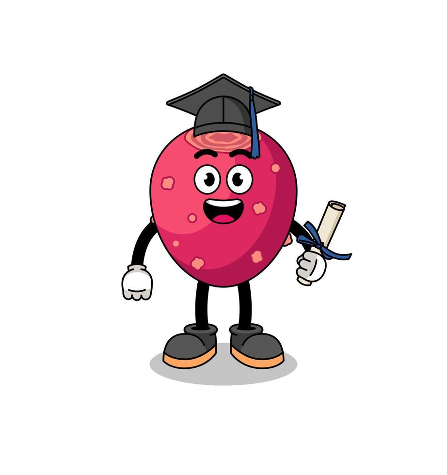 prickly pear mascot with graduation pose vector