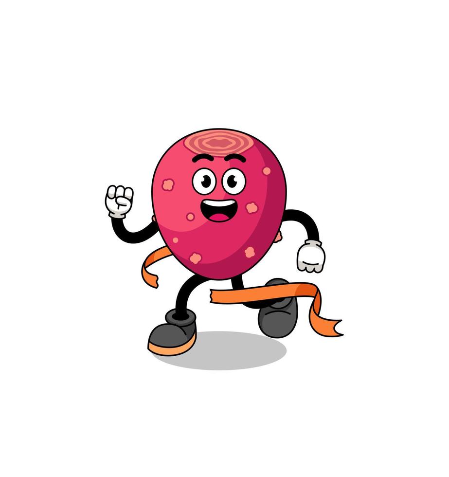 Mascot cartoon of prickly pear running on finish line vector