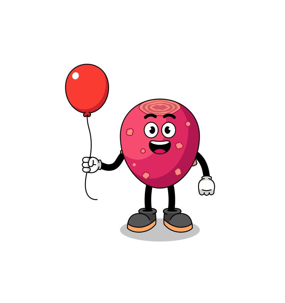 Cartoon of prickly pear holding a balloon vector