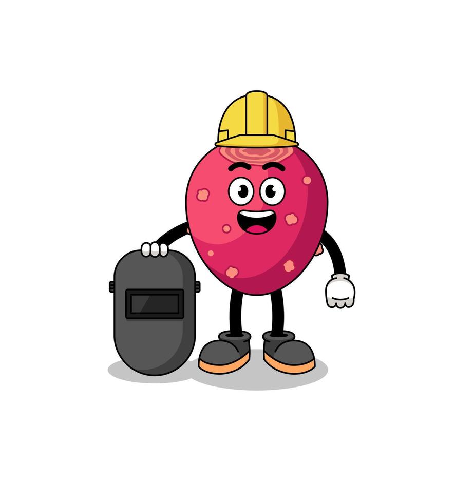 Mascot of prickly pear as a welder vector