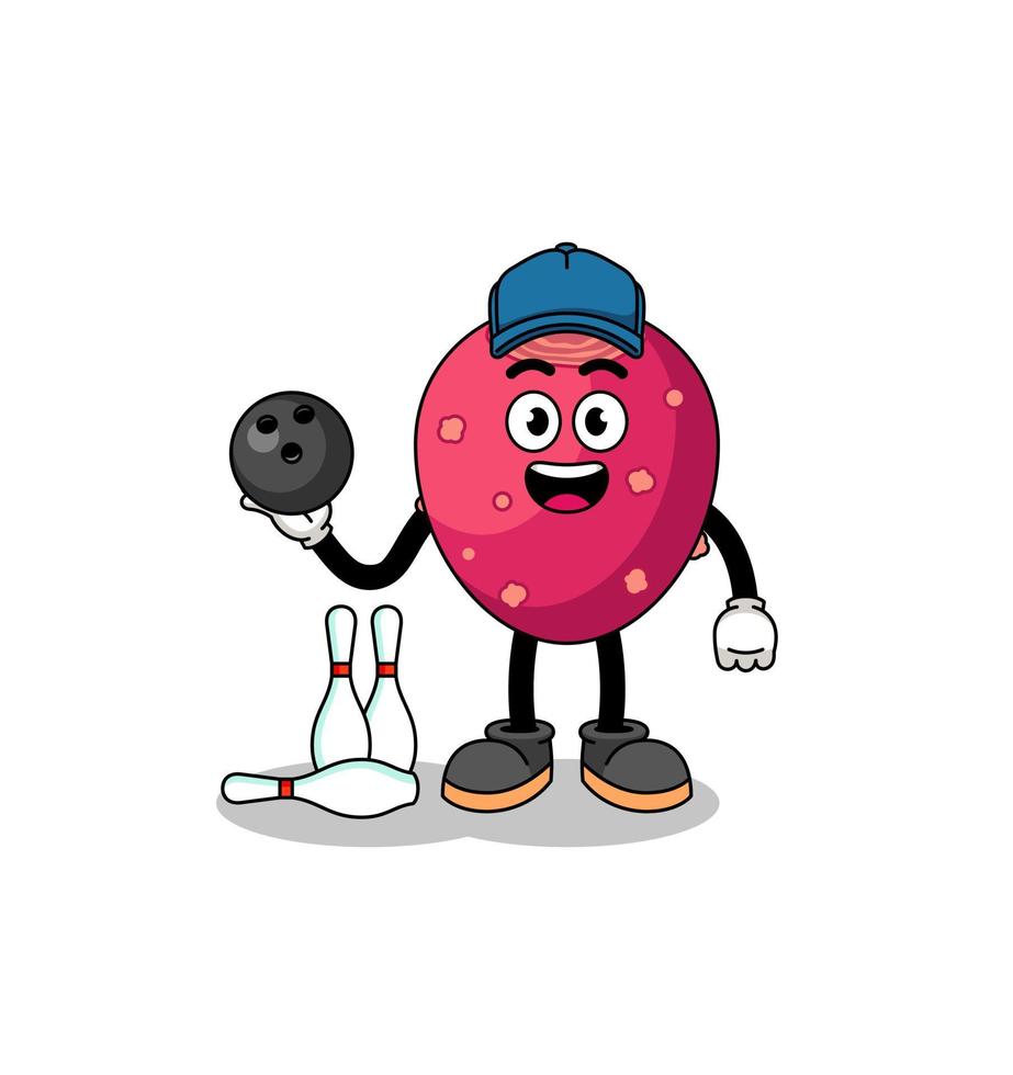 Mascot of prickly pear as a bowling player vector