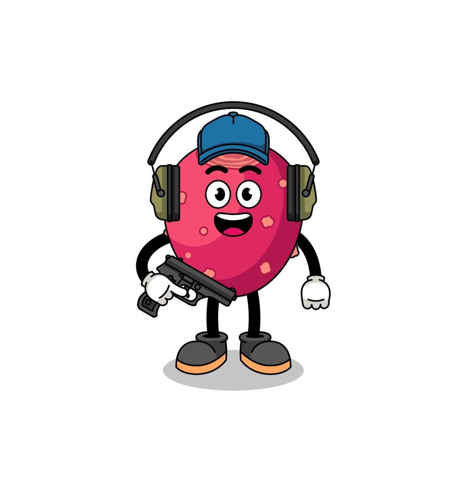 Character mascot of prickly pear doing shooting range vector