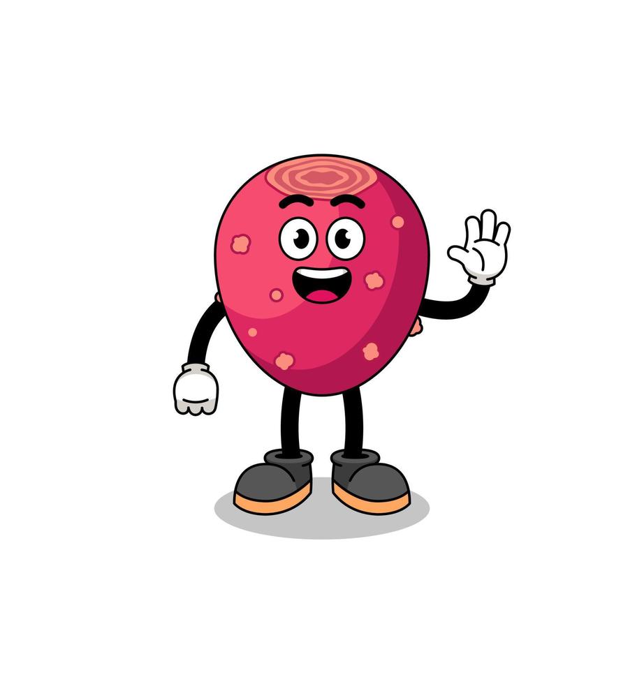 prickly pear cartoon doing wave hand gesture vector