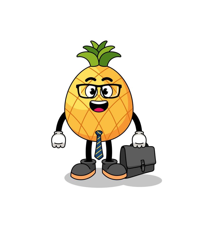 mascota de piña como hombre de negocios vector