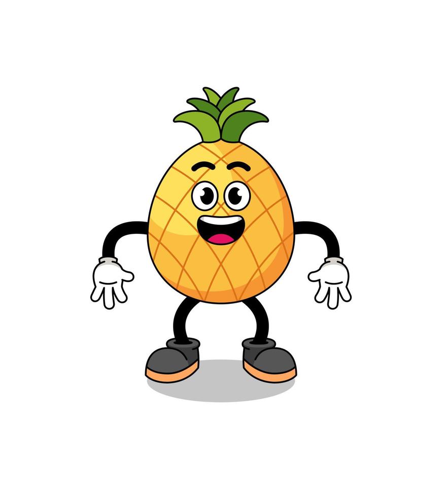 pineapple cartoon with surprised gesture vector