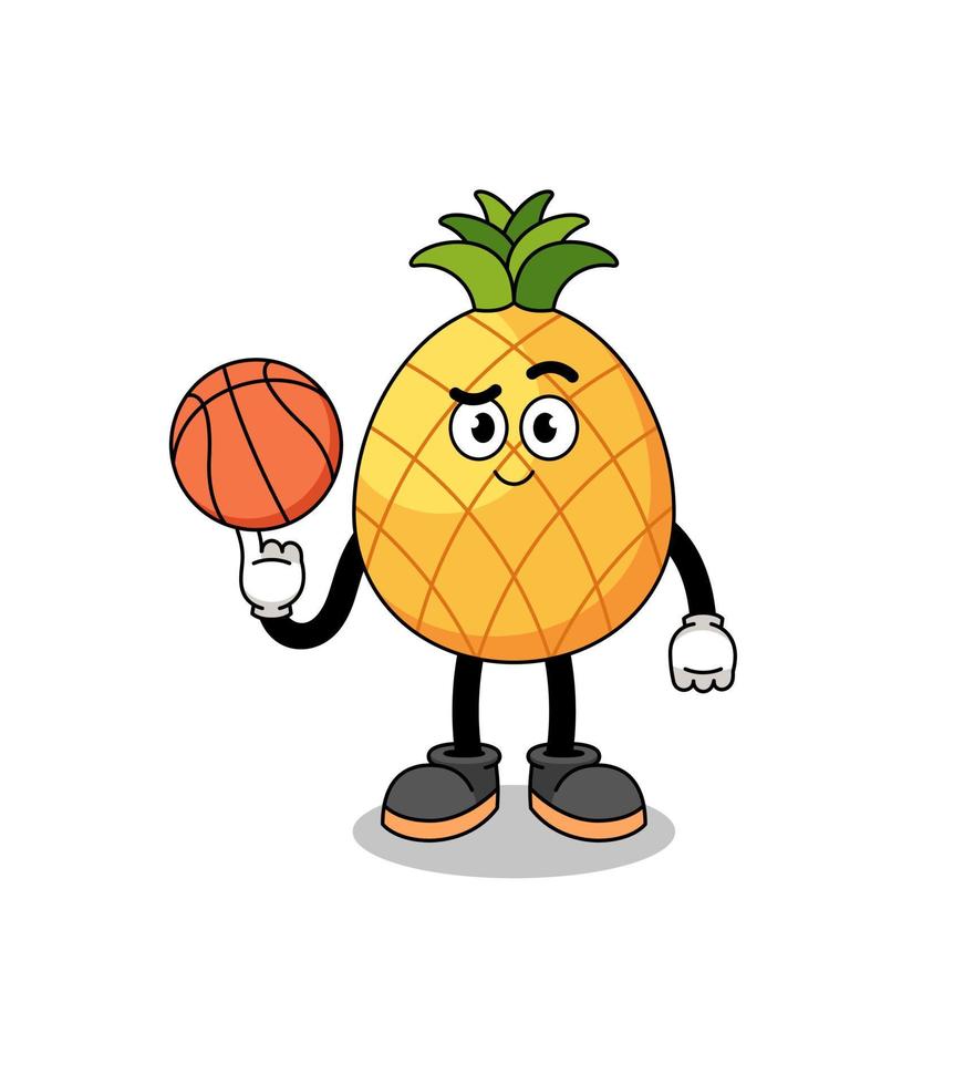 ilustración de piña como jugador de baloncesto vector