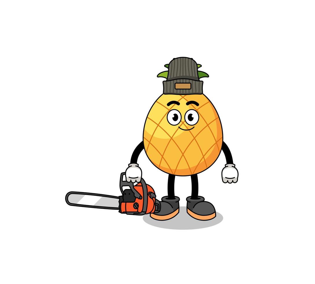 pineapple illustration cartoon as a lumberjack vector