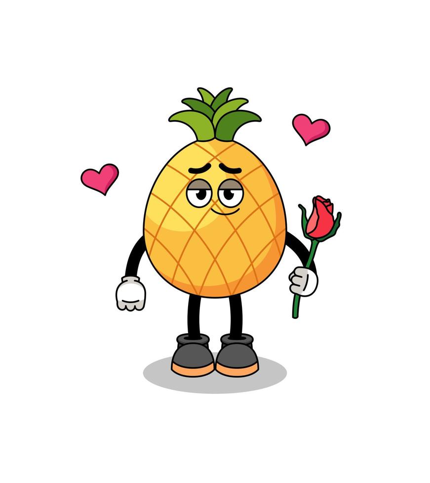 pineapple mascot falling in love vector