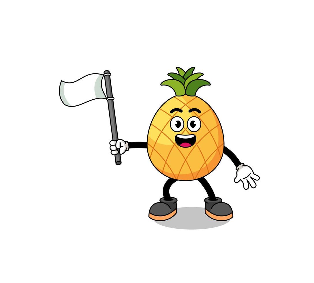 Cartoon Illustration of pineapple holding a white flag vector