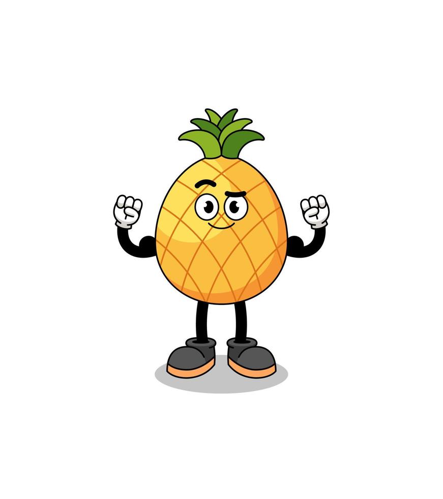 Mascot cartoon of pineapple posing with muscle vector