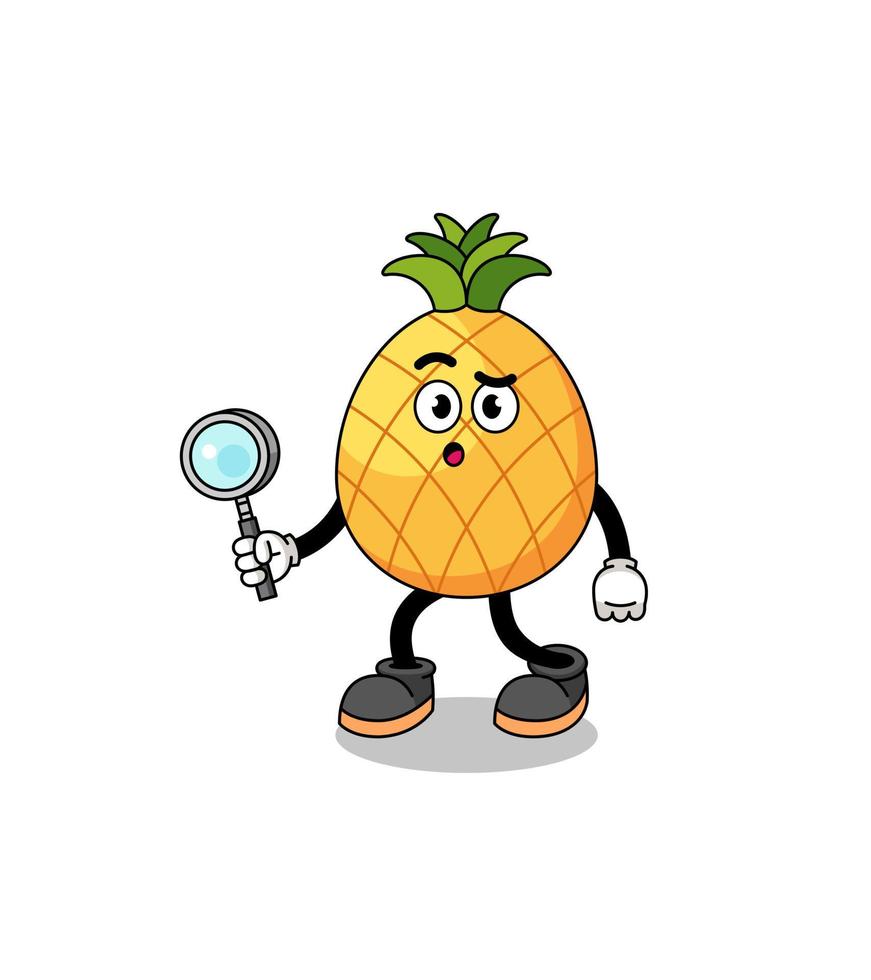 Mascot of pineapple searching vector