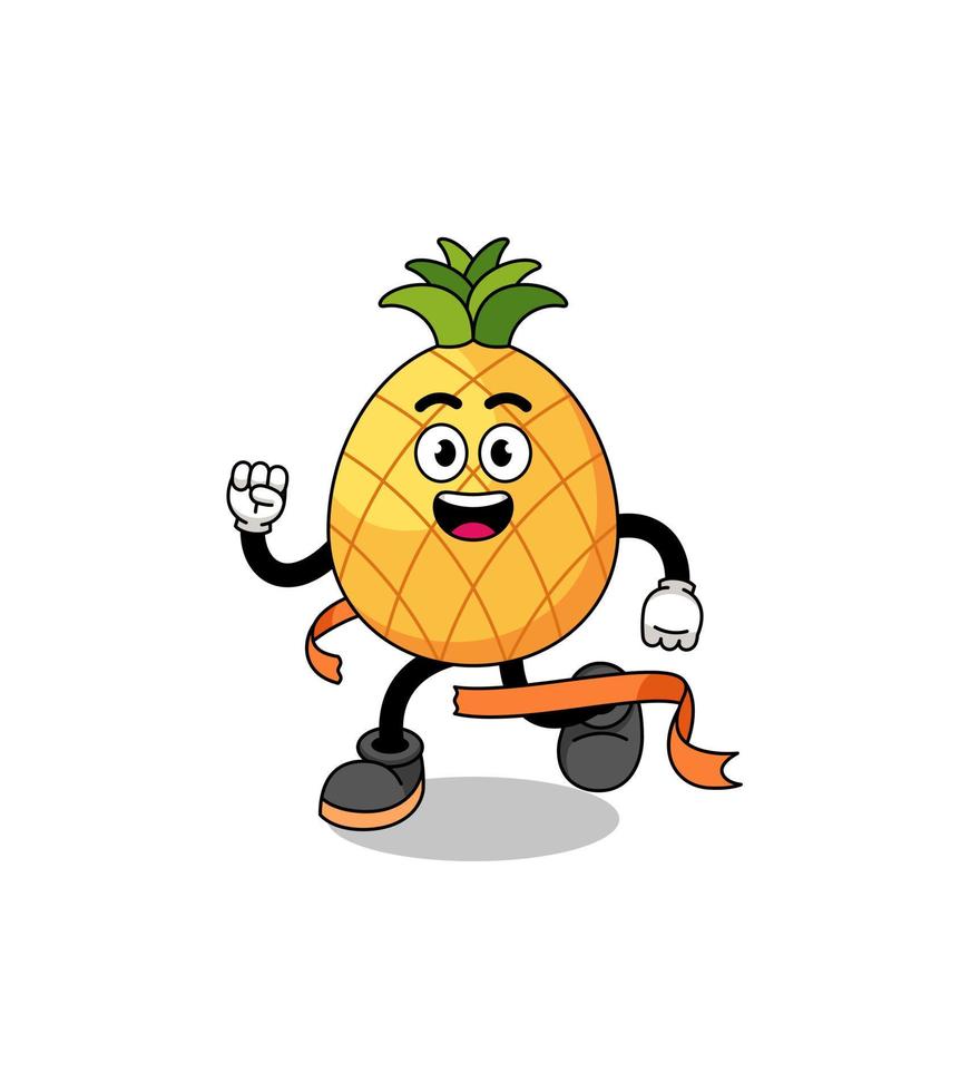 Mascot cartoon of pineapple running on finish line vector