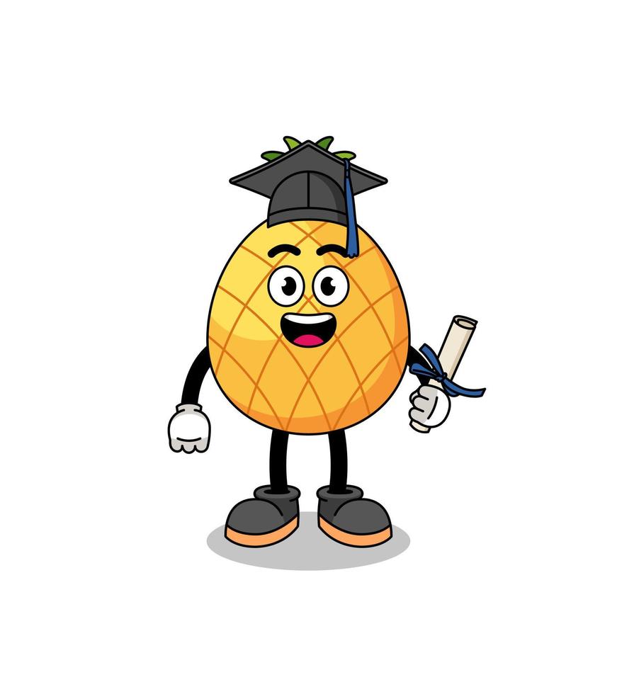 pineapple mascot with graduation pose vector