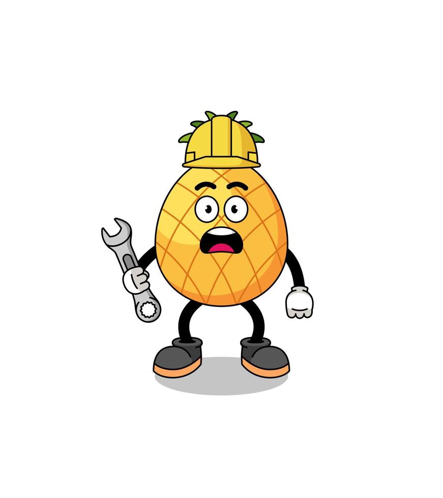 ilustración de personaje de piña con error 404 vector
