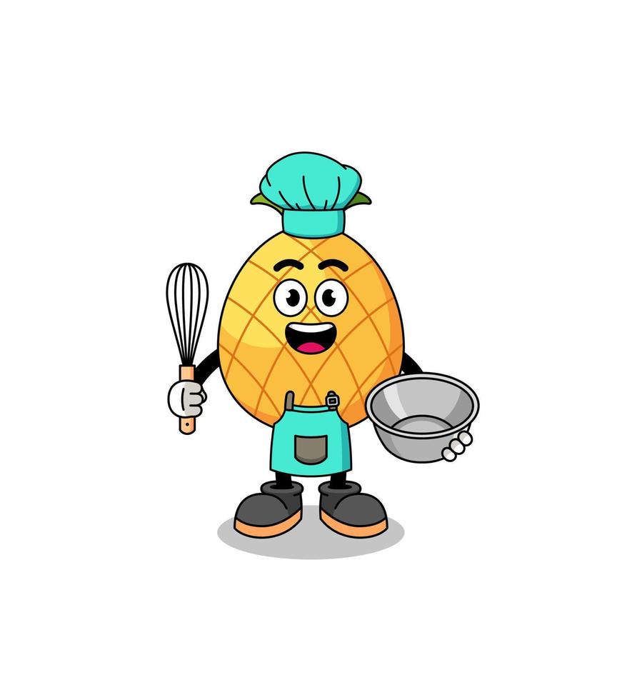 ilustración de piña como chef de panadería vector