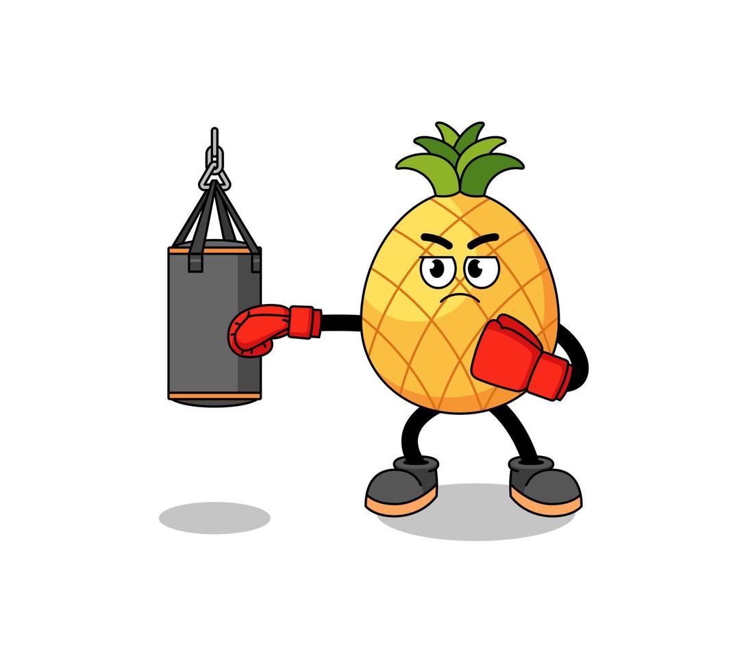 ilustración de boxeador de piña vector