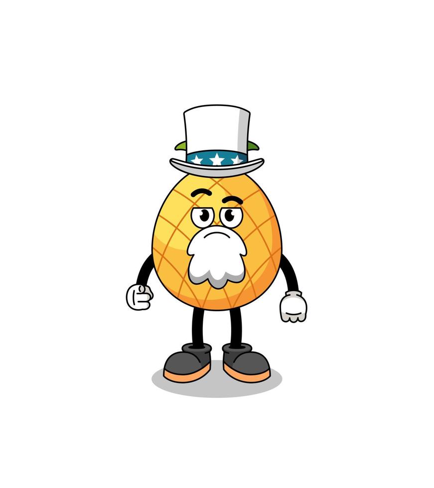 Illustration of pineapple cartoon with i want you gesture vector