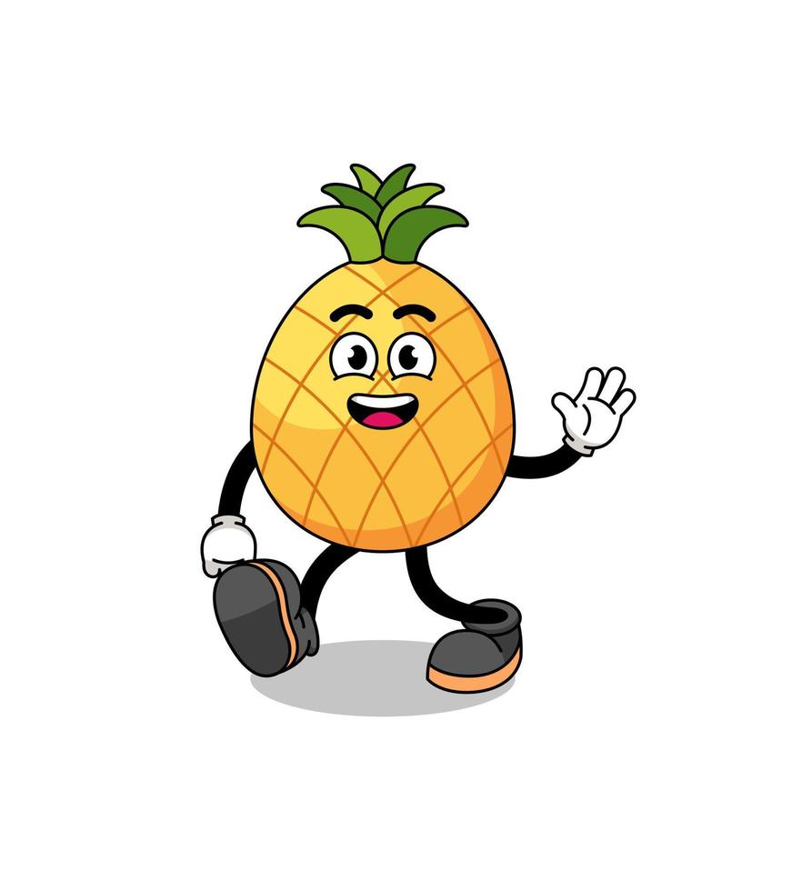 pineapple cartoon walking vector