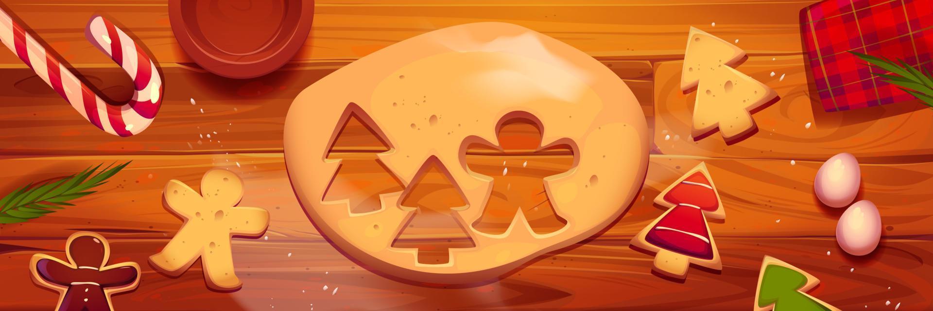 Christmas gingerbread cookies on table top view vector