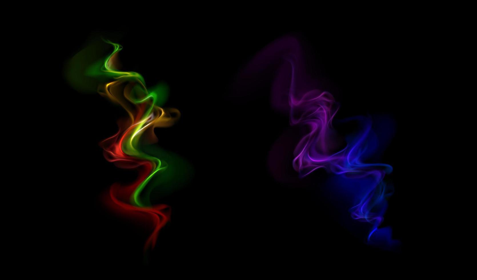 Neon fire smoke, magic swirls effect, wand spell vector