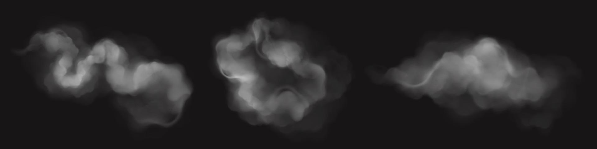 White steam, fog or smoke clouds vector