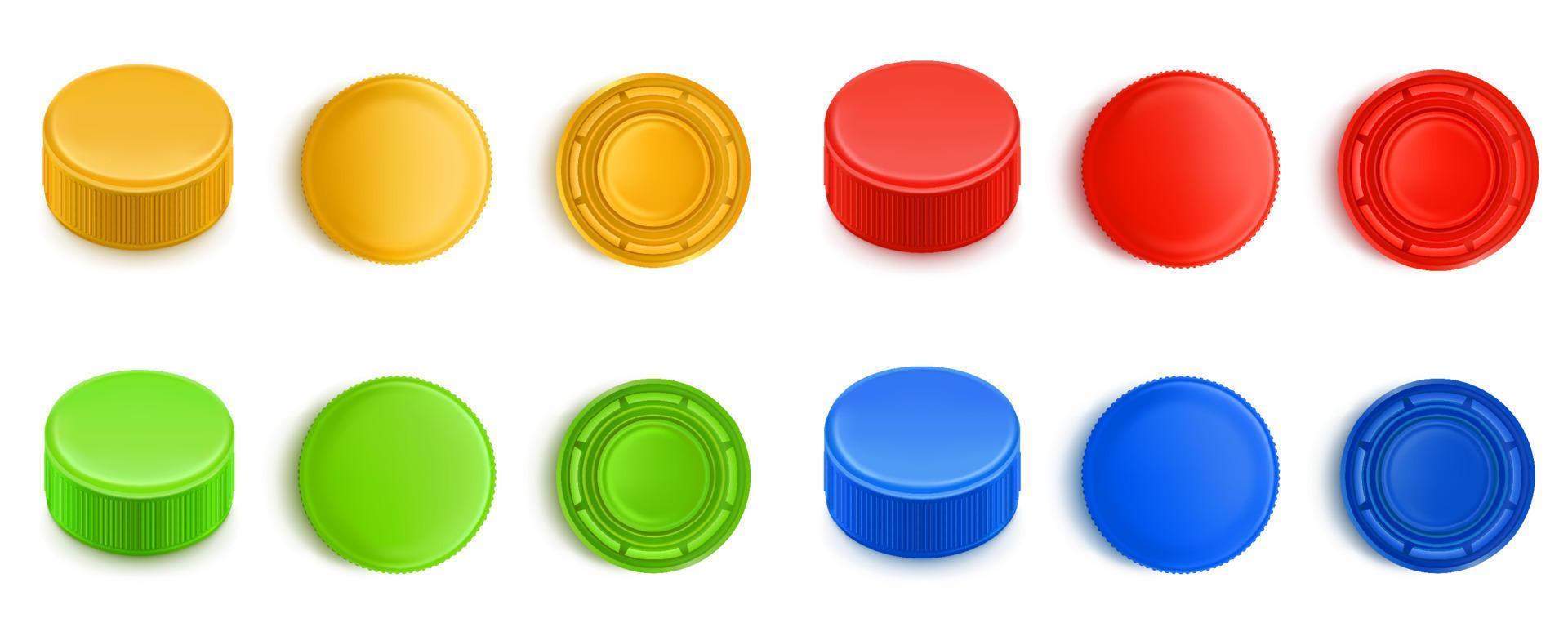 Colorful plastic cap for bottles with water, soda, beer vector