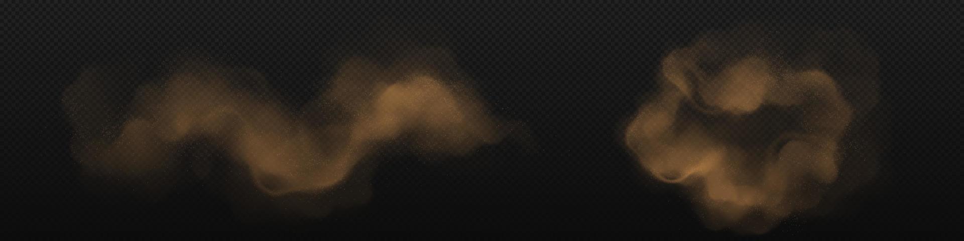 Brown dust clouds with sand and dirt particles vector