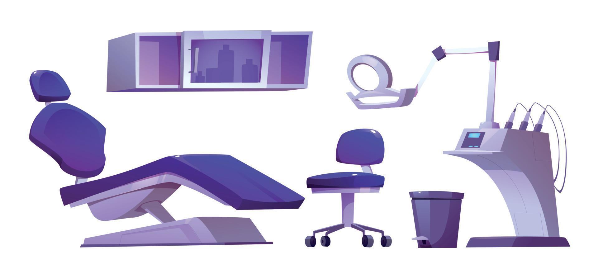 Dental cabinet interior staff and instruments set vector