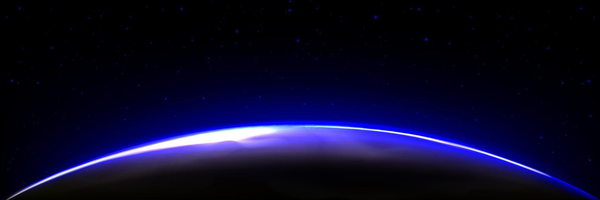 Earth in galaxy with rising sun outline edge vector