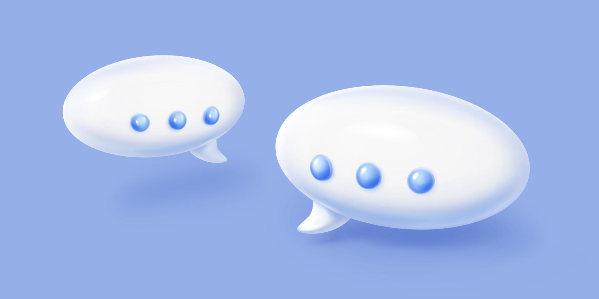 3d render burbujas de chat globos de discurso aislados vector