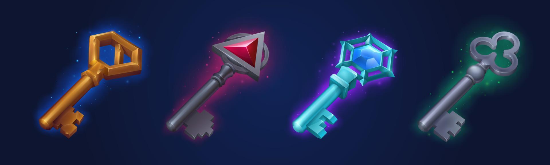 iconos de accesorios de teclas de juego, activos de jugador, gráficos vector