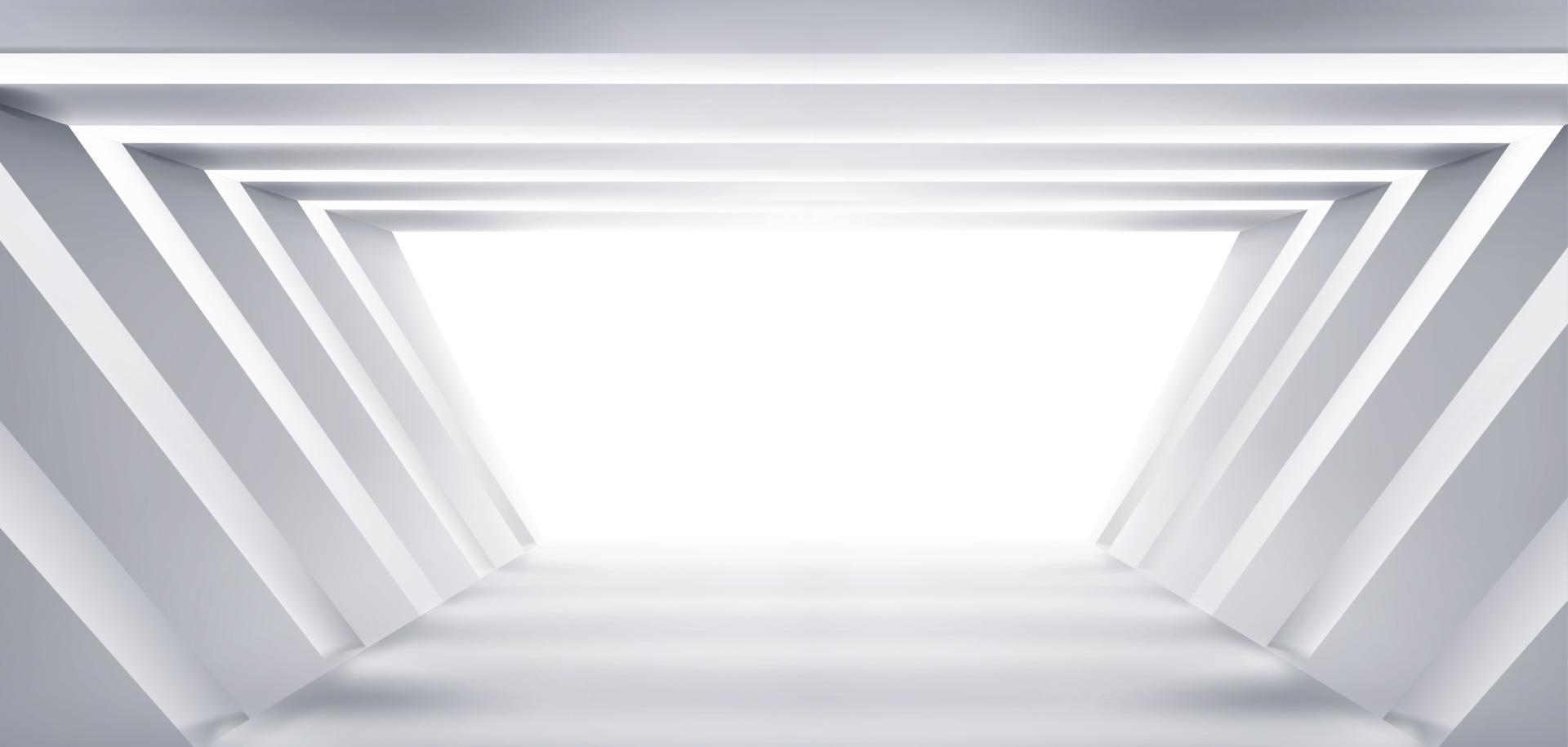 Abstract room, white corridor of trapezoidal shape vector