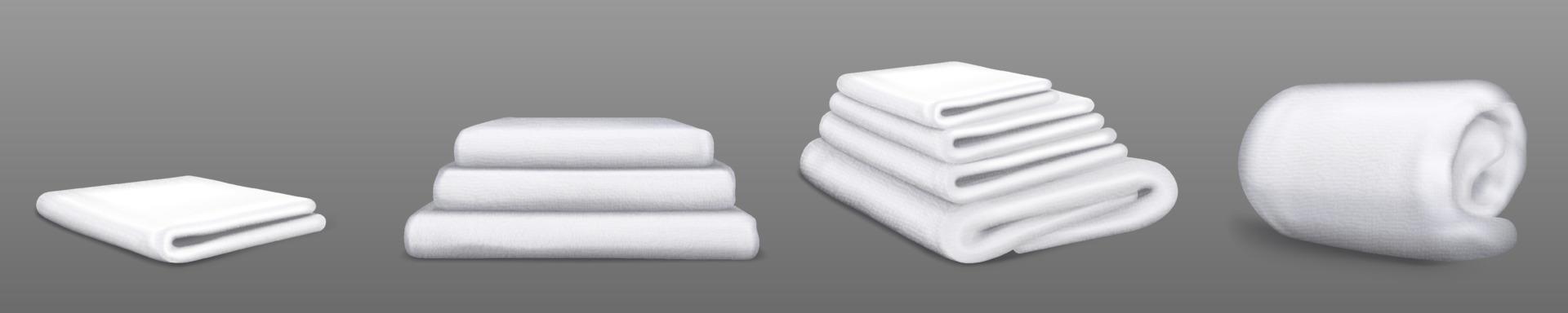 White towels, isolated terrycloth, home textile vector