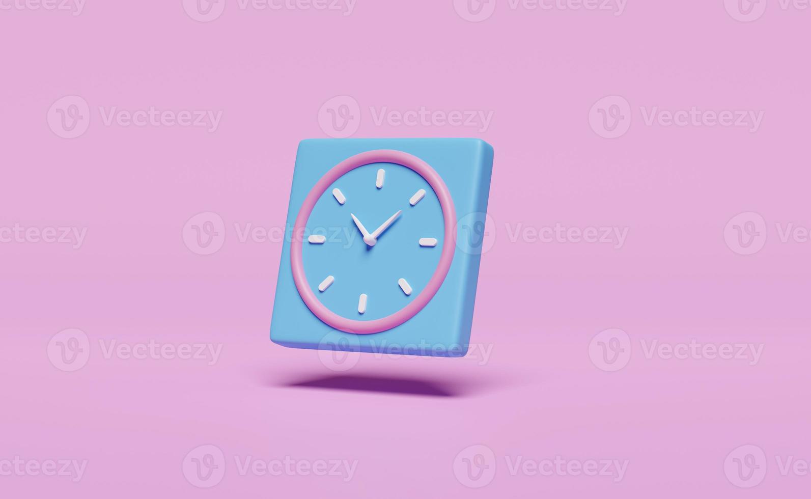 3D cartoon alarm clock wake-up time morning isolated on pink background. minimal design concept,3d render illustration photo