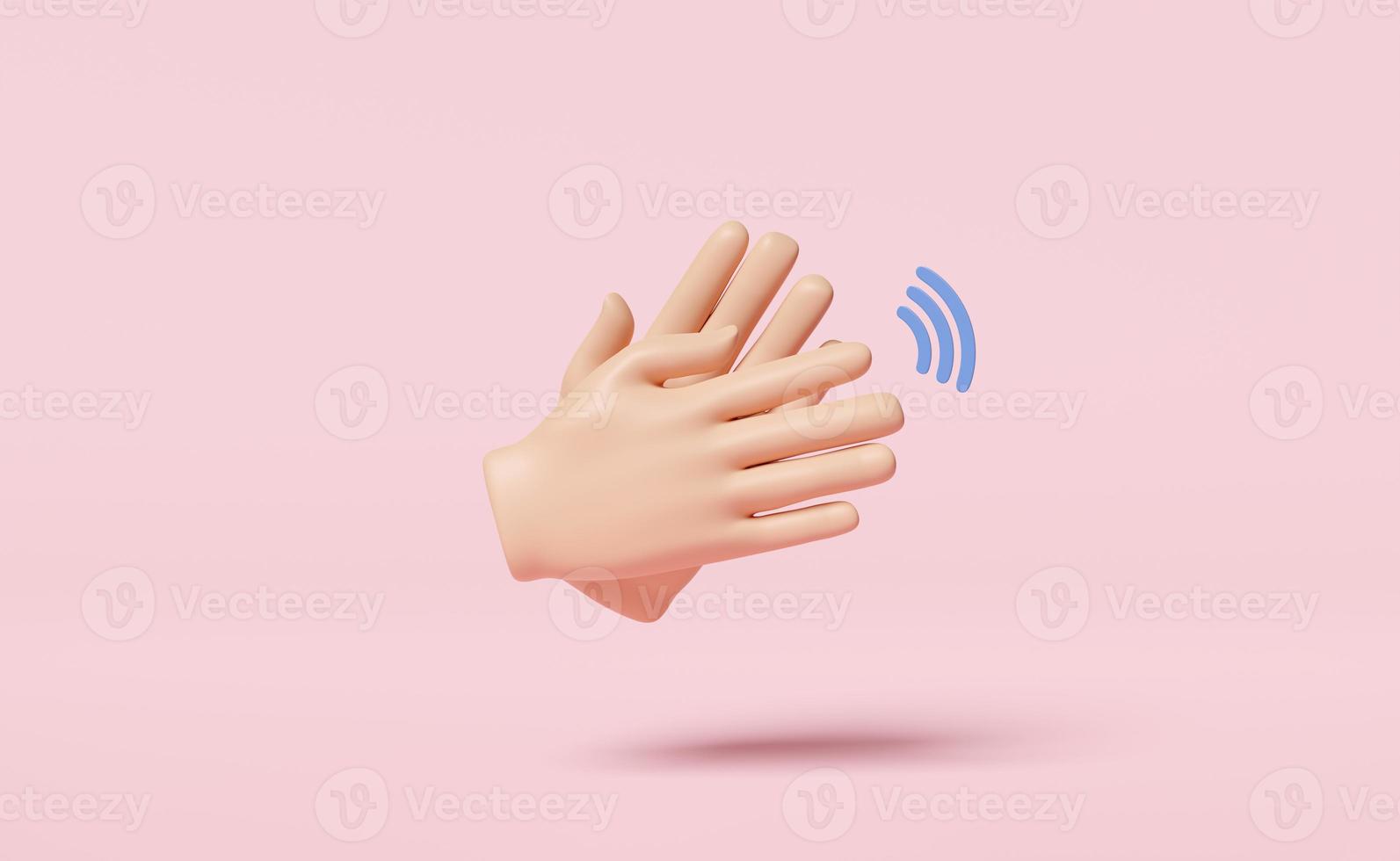 3D clapping hands or hands applauding icon isolated on pink background. congratulations on success concept. 3d render illustration photo