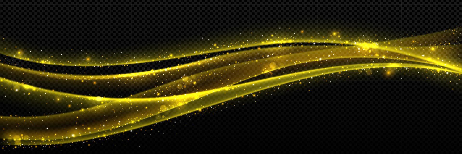 Light effect, gold wave background, magic swirl vector