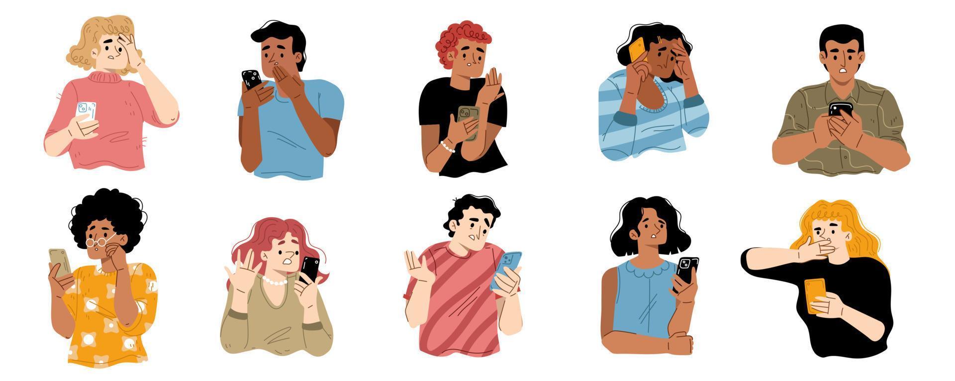 Bad news concept with people read negative message vector