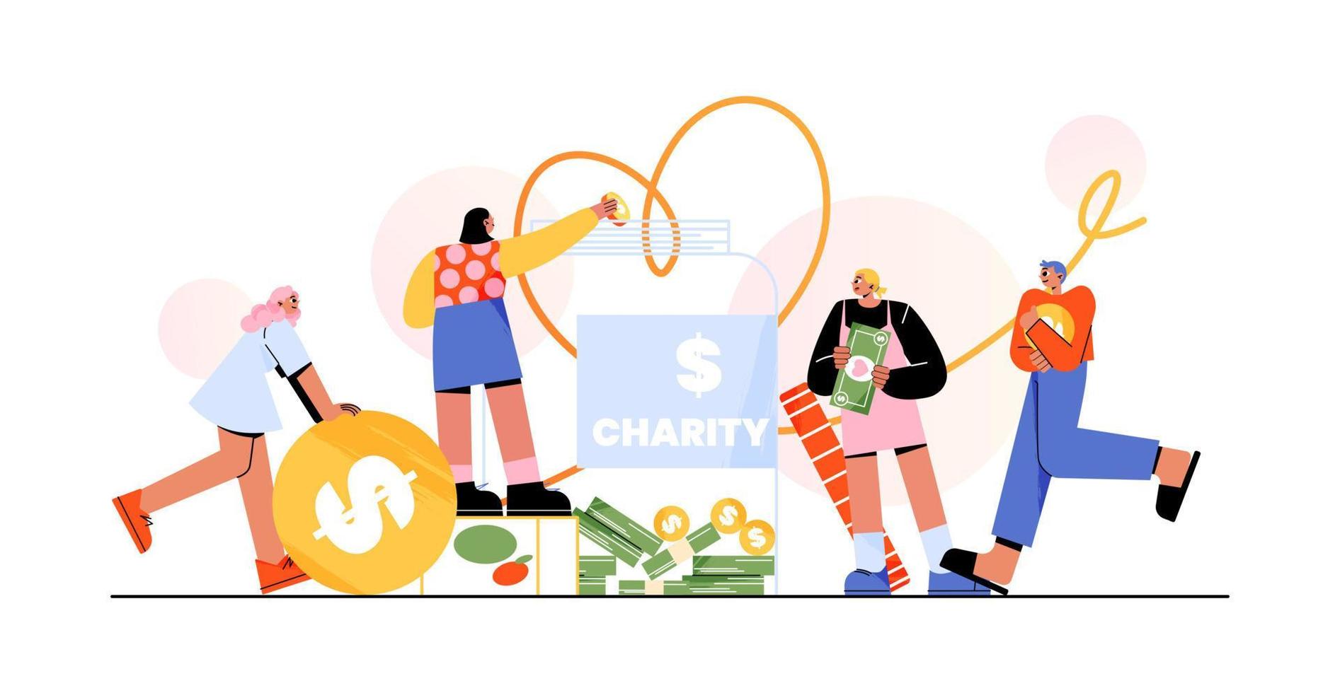 People donate money for charity vector