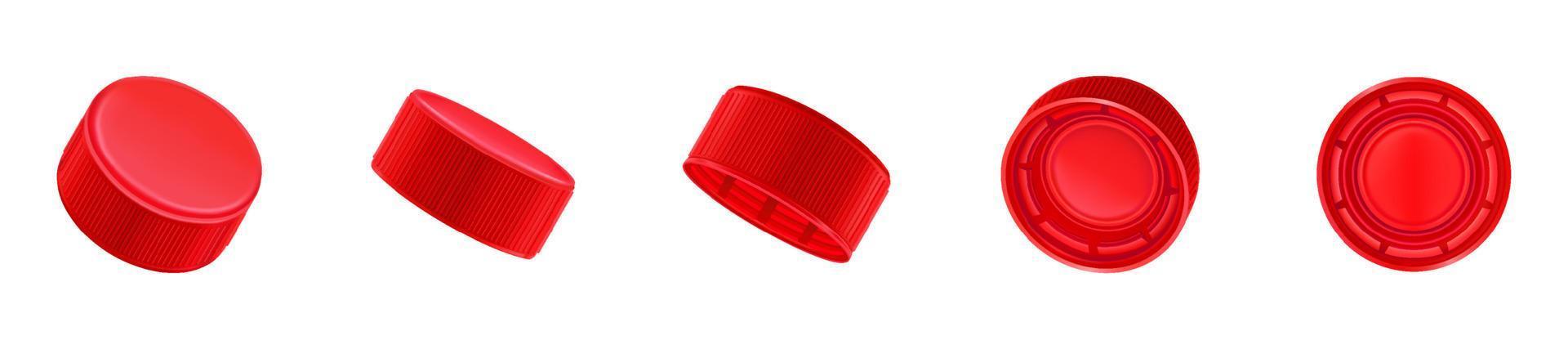 Red plastic cap for bottles with water, soda, beer vector