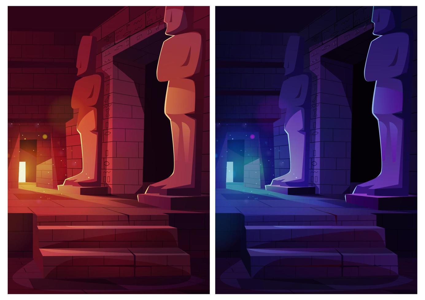 Egypt temple or pyramid interior, game tomb room vector