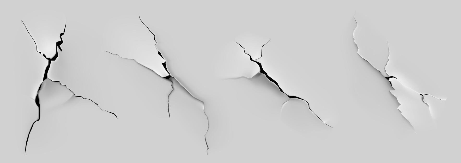Crack of paint or paper on gray background vector