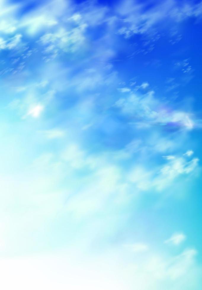 Realistic sky, blue heaven with white soft clouds vector