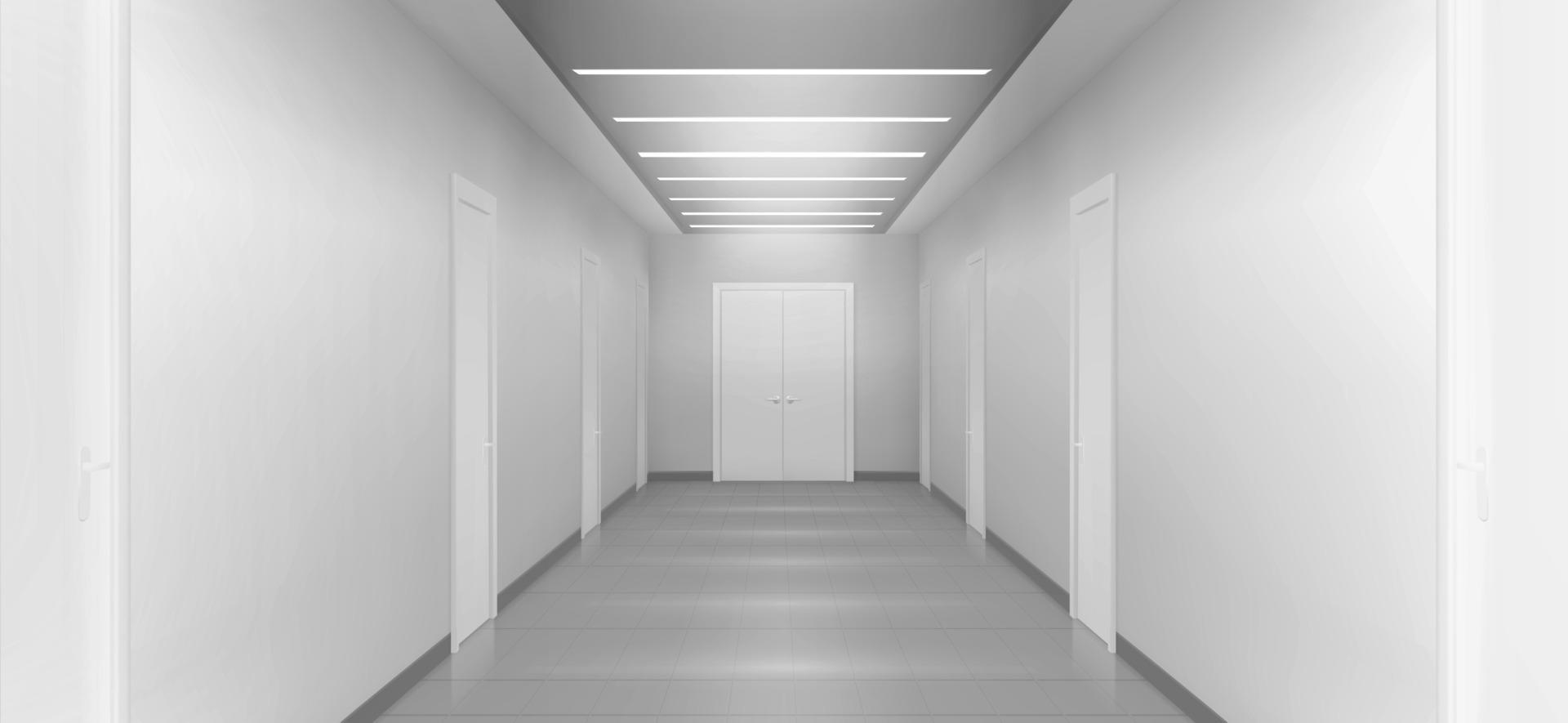 White empty corridor, 3d hospital, clinic, office vector