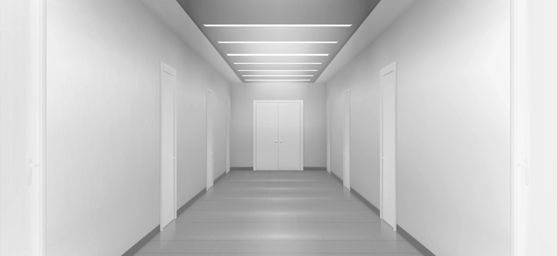 White empty corridor, 3d hospital, clinic, office vector